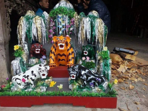 Chế tác Động thờ Ngũ Hổ bởi nghệ nhân Sơn Đồng