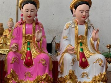 Chế tác tượng Cô Bơ, Cô Chín bằng gỗ